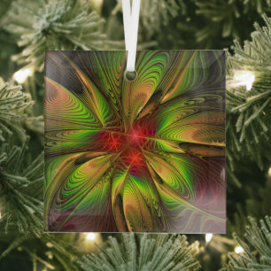Soft and tenderness fractal fantasy flowers glass tree decoration