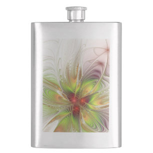 Soft and tenderness fractal fantasy flowers hip flask