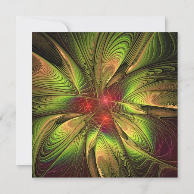 Soft and tenderness fractal fantasy flowers  invitation (Front)