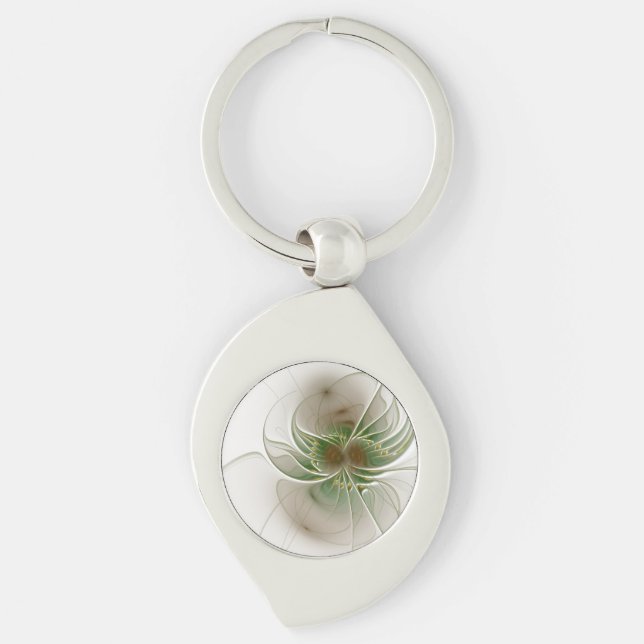Soft and tenderness fractal fantasy flowers key ring (Front)