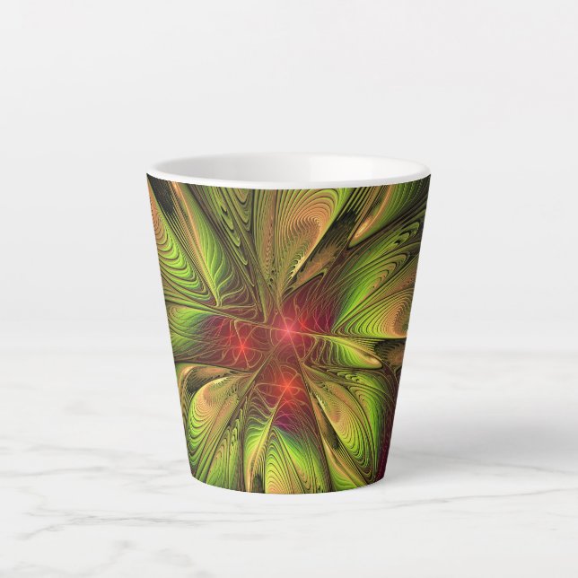 Soft and tenderness fractal fantasy flowers latte mug (Front)