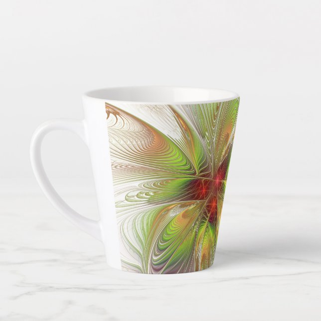 Soft and tenderness fractal fantasy flowers latte mug (Left)