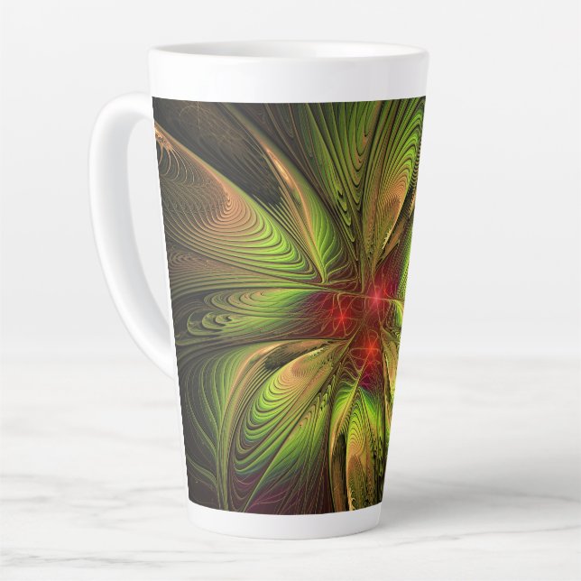 Soft and tenderness fractal fantasy flowers latte mug (Left Angle)