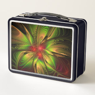 Soft and tenderness fractal fantasy flowers metal lunch box