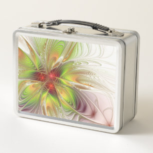 Soft and tenderness fractal fantasy flowers metal lunch box
