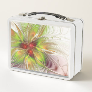 Soft and tenderness fractal fantasy flowers metal lunch box
