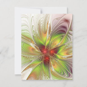 Soft and tenderness fractal fantasy flowers metal RSVP card
