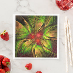 Soft and tenderness fractal fantasy flowers napkin