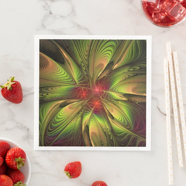Soft and tenderness fractal fantasy flowers napkin (Insitu)