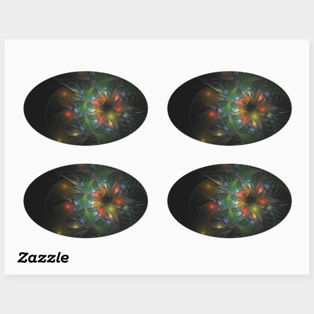 Soft and tenderness fractal fantasy flowers oval sticker (Sheet)