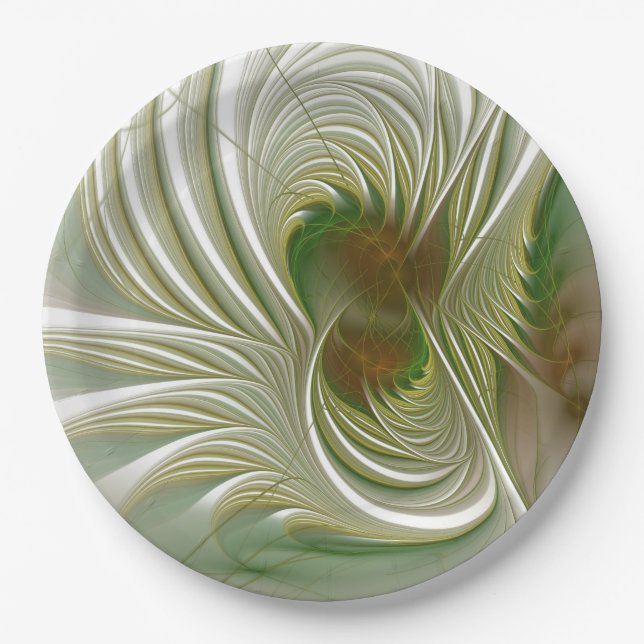 Soft and tenderness fractal fantasy flowers paper plate (Front)