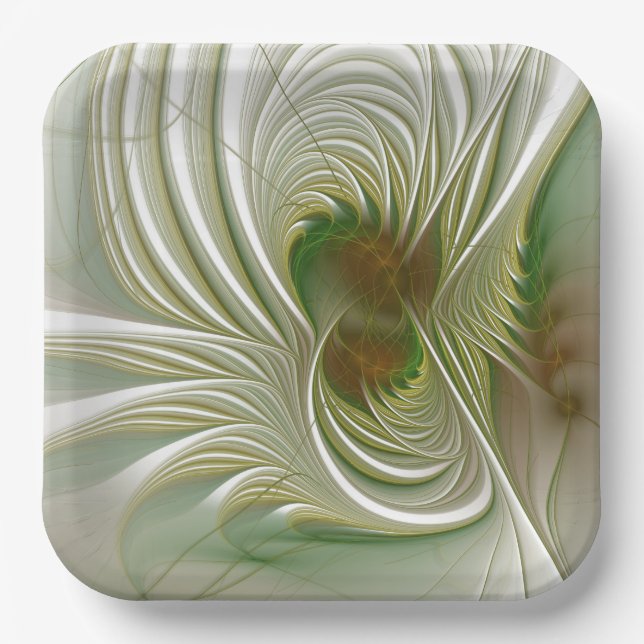 Soft and tenderness fractal fantasy flowers paper plate (Front)