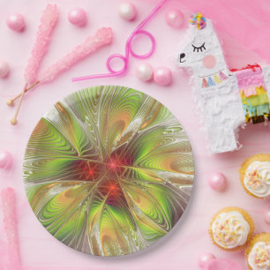 Soft and tenderness fractal fantasy flowers paper plate