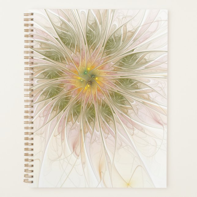 Soft and tenderness fractal fantasy flowers  planner (Front)