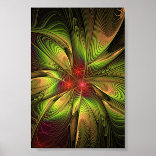Soft and tenderness fractal fantasy flowers poster