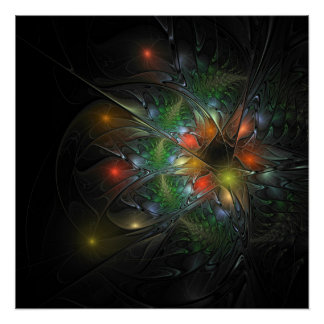 Soft and tenderness fractal fantasy flowers  poster