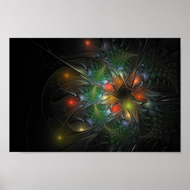 Soft and tenderness fractal fantasy flowers  poster (Front)