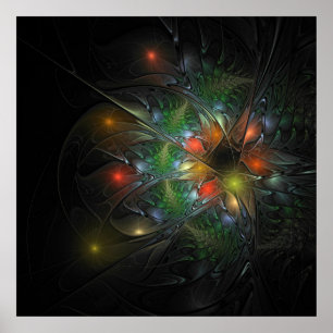 Soft and tenderness fractal fantasy flowers poster