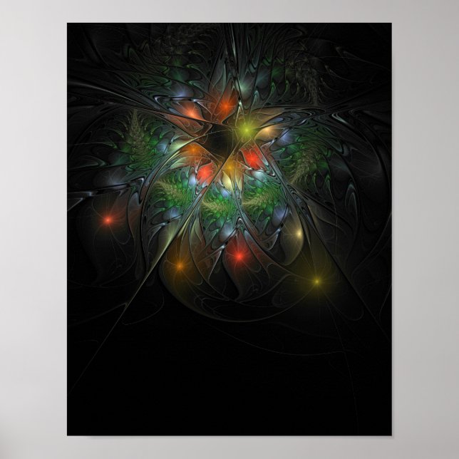 Soft and tenderness fractal fantasy flowers  poster (Front)