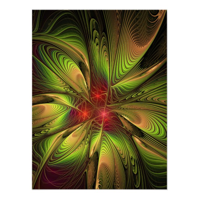 Soft and tenderness fractal fantasy flowers poster (Front)