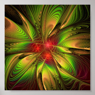 Soft and tenderness fractal fantasy flowers poster