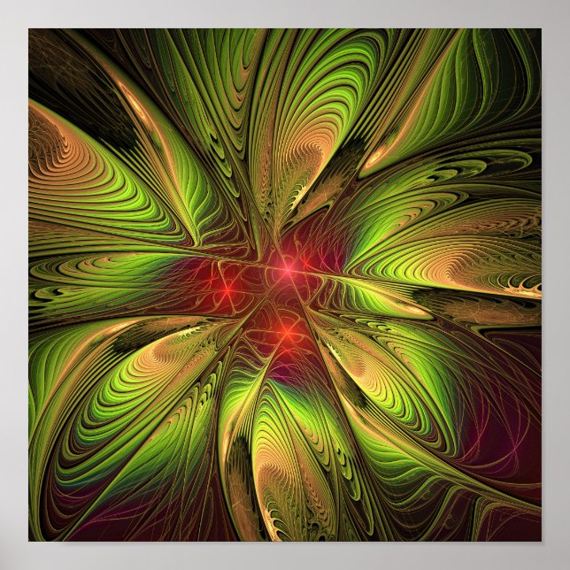 Soft and tenderness fractal fantasy flowers poster (Front)
