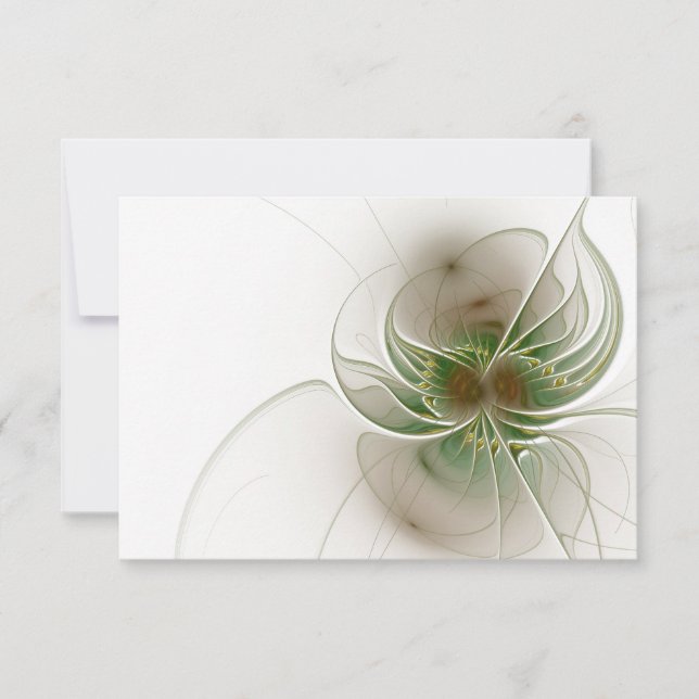 Soft and tenderness fractal fantasy flowers RSVP card (Front)