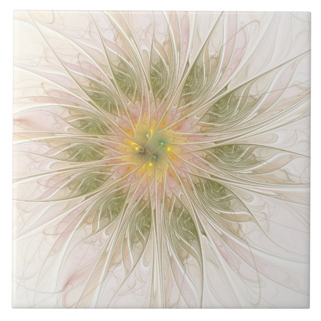 Soft and tenderness fractal fantasy flowers tile (Front)