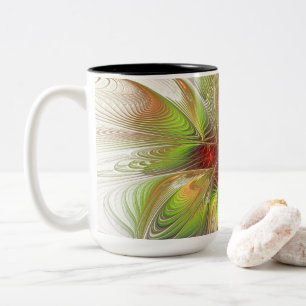 Soft and tenderness fractal fantasy flowers Two-Tone coffee mug