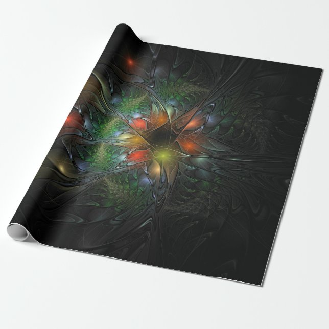 Soft and tenderness fractal fantasy flowers wrapping paper (Unrolled)