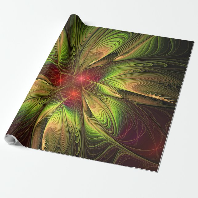 Soft and tenderness fractal fantasy flowers wrapping paper (Unrolled)