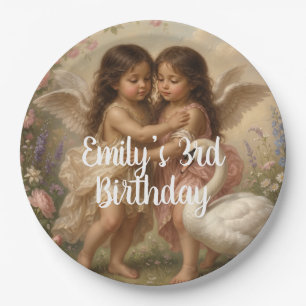 soft angel cherub girls’ birthday    paper plates
