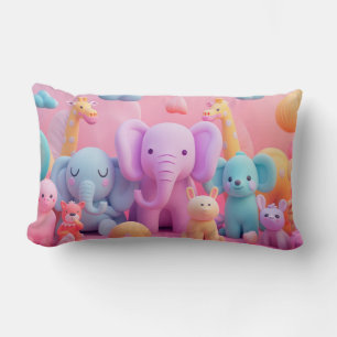 Soft animals in pastel colours lumbar cushion