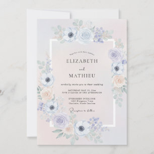 Soft Apricot Anemone Wedding Invitation
