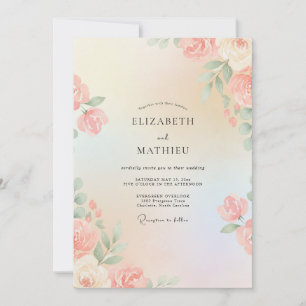 Soft Apricot Painted Wedding Invitation