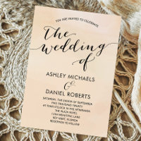 Soft Apricot Watercolor Wedding Invitation, Blush