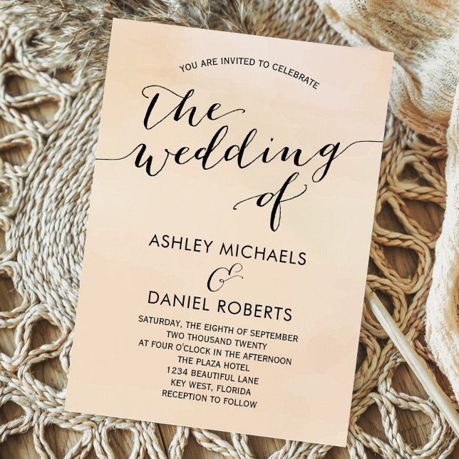 Soft Apricot Watercolor Wedding Invitation, Blush Invitation (Creator Uploaded)