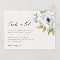 SOFT AQUA BLUE WATERCOLOUR FLORAL THANK YOU