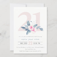 SOFT AQUA BLUSH BLUE FLORAL 21ST ANY AGE BIRTHDAY