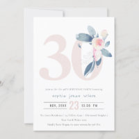 SOFT AQUA BLUSH BLUE FLORAL 30TH ANY AGE BIRTHDAY