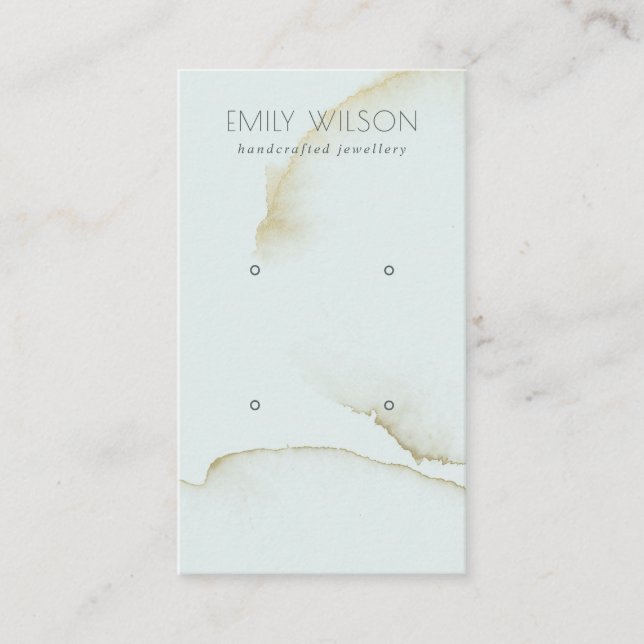 SOFT AQUA GOLD ABSTRACT 2 EARRING DISPLAY LOGO BUSINESS CARD (Front)