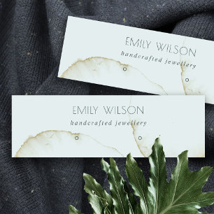 SOFT AQUA GOLD ABSTRACT STUD EARRING DISPLAY LOGO MINI BUSINESS CARD