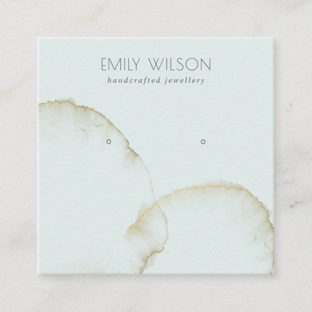 SOFT AQUA GOLD ABSTRACT STUD EARRING DISPLAY LOGO SQUARE BUSINESS CARD (Front)