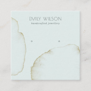 SOFT AQUA GOLD ABSTRACT STUD EARRING DISPLAY LOGO SQUARE BUSINESS CARD