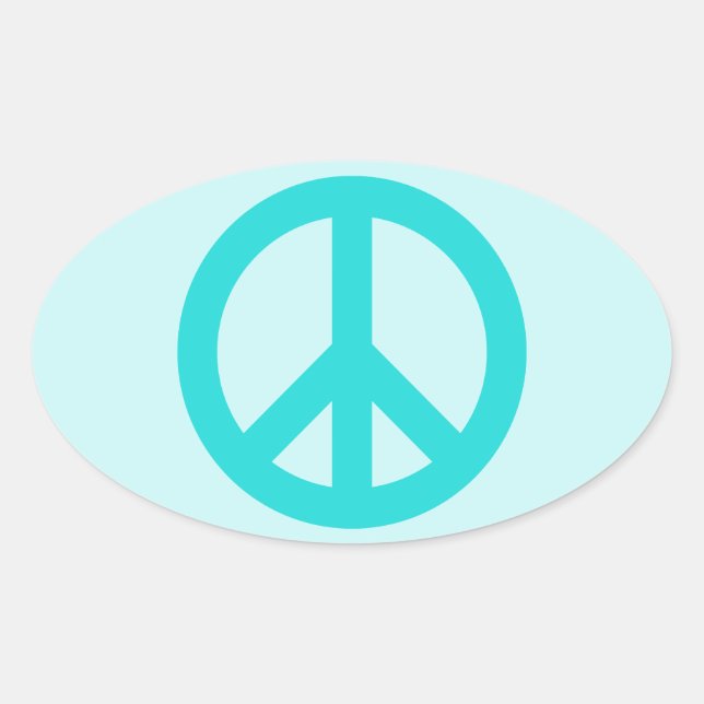 Soft Aqua Peace Symbol Oval Sticker (Front)