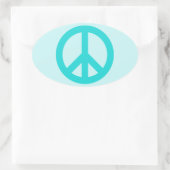 Soft Aqua Peace Symbol Oval Sticker (Bag)