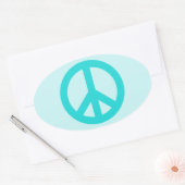 Soft Aqua Peace Symbol Oval Sticker (Envelope)