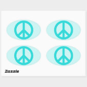 Soft Aqua Peace Symbol Oval Sticker (Sheet)