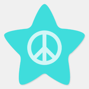 Soft Aqua Peace Symbol Star Sticker