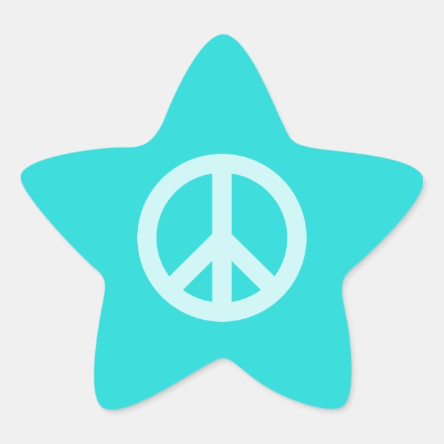 Soft Aqua Peace Symbol Star Sticker (Front)